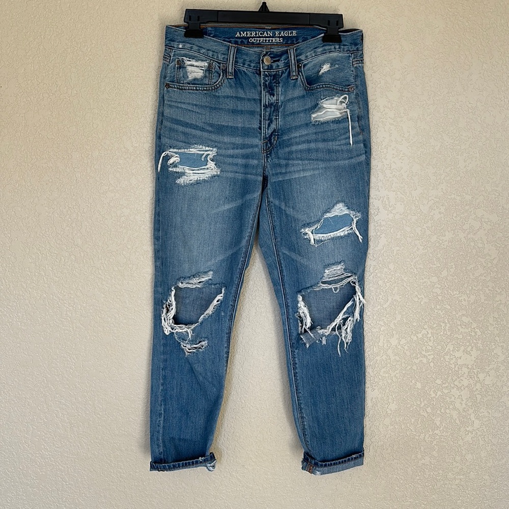 American Eagle Super Distressed Vintage Hi-Rise Jeans